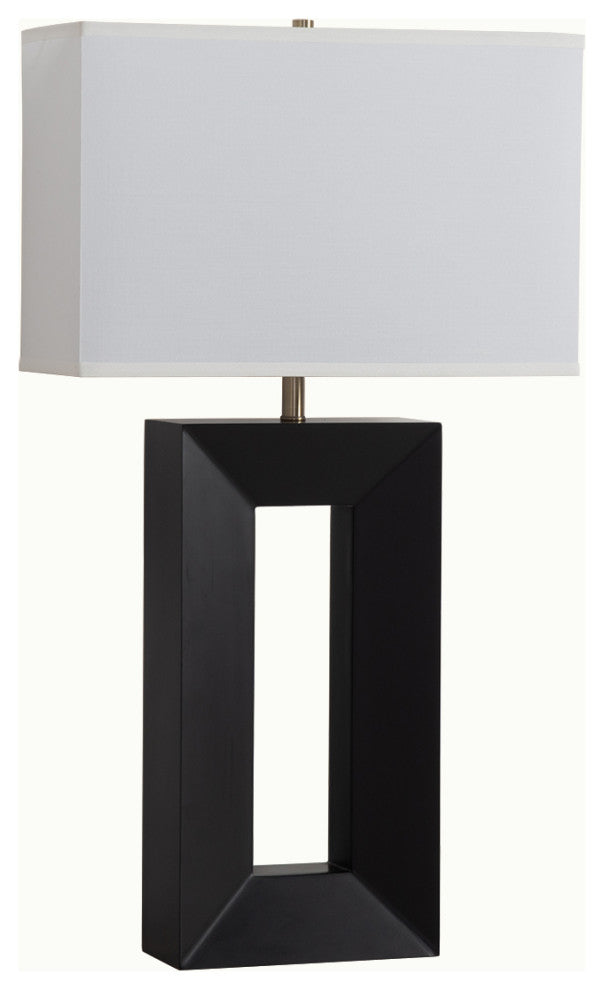 Julie Standing Table Lamp, White Linen Shade, Ebony/Weathered Brass