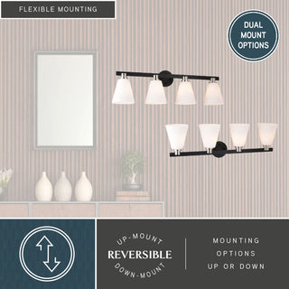 Vermont 4 Light Vanity Matte Black with Satin Nickel