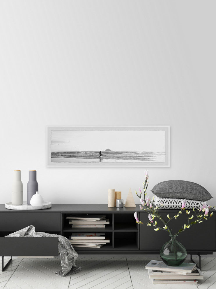 "Early Morning Surf II" Framed Painting Print, 30x10