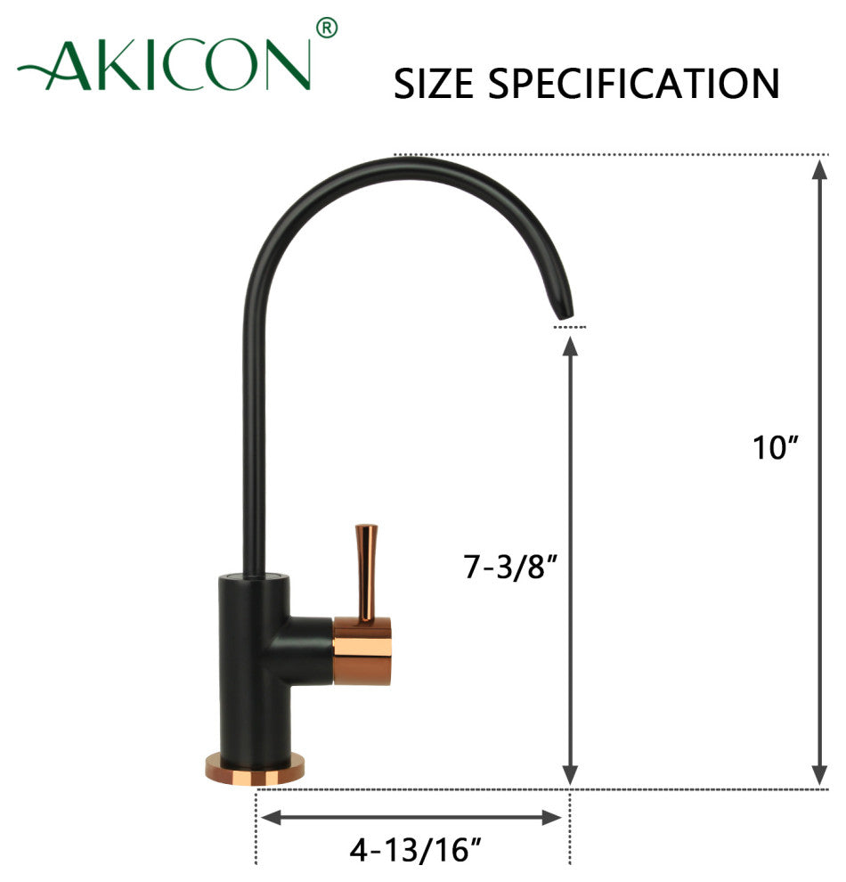 One-Handle Copper Drinking Water Filter Faucet Water Purifier Faucet, Matte Black & Rose Gold