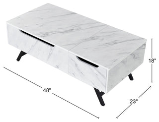 1 Drawer Coffee Table, White and Black