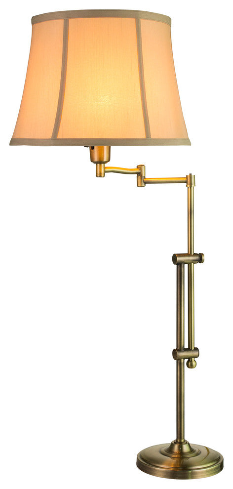 Fangio Lighting 34" Adjustable Metal Swing Arm Table Lamp, Antique Brass