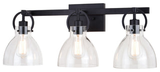 Ogden Three Light Vanity, Matte Black