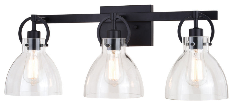 Ogden Three Light Vanity, Matte Black