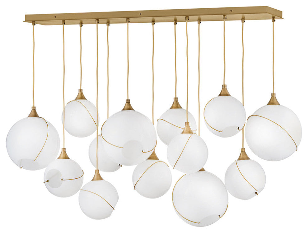 Hinkley Skye Large Thirteen Light Linear, Heritage Brass