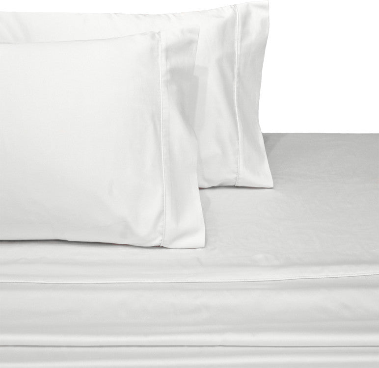 100% Cotton Solid Sheet Set, 300 Thread Count, White, Queen