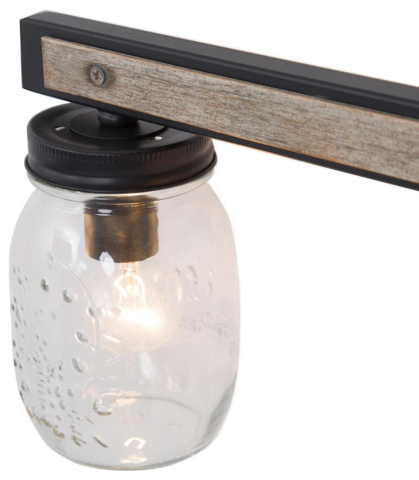 LNC Farmhouse 3-Light Bathroom Vanity Light with Mason Jar Shade and Wood Accent