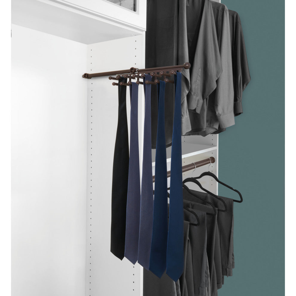 Sliding Tie Rack for Custom Closet Systems, Oil Rubbed Bronze