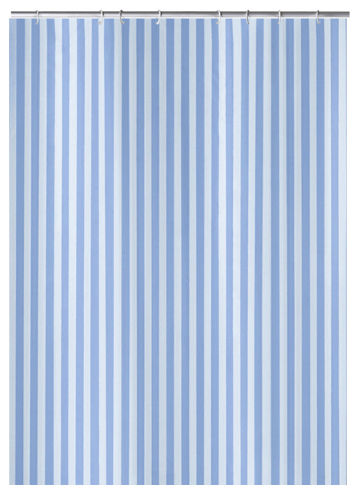 Elegant Striped Fabric Bathroom Shower Curtain, Sanna, Blue, Stall