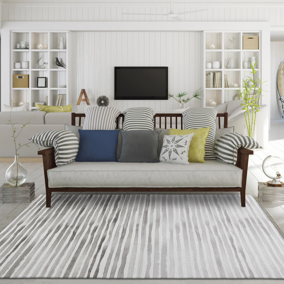 Indoor/Outdoor Seabreeze SZ8 Pewter Machine Washable 9' x 12' Rug