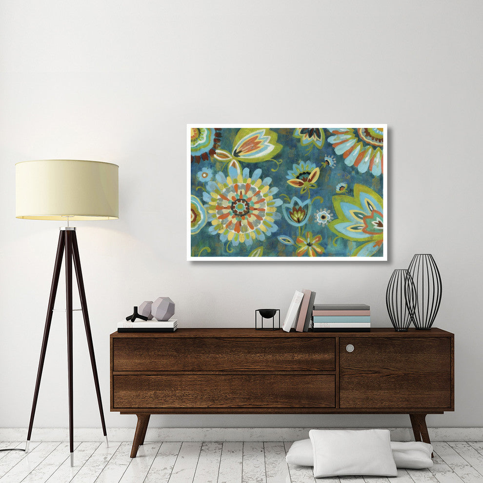 "Decorative Peacock Floral" Digital Paper Print by Silvia Vassileva, 50"x34"