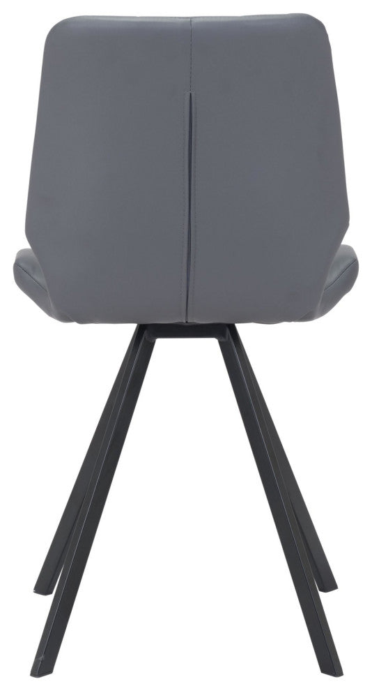 Dining Chair, Set of 2, Faux Vinyl Leather, Steel, Gray, Black, Cafe