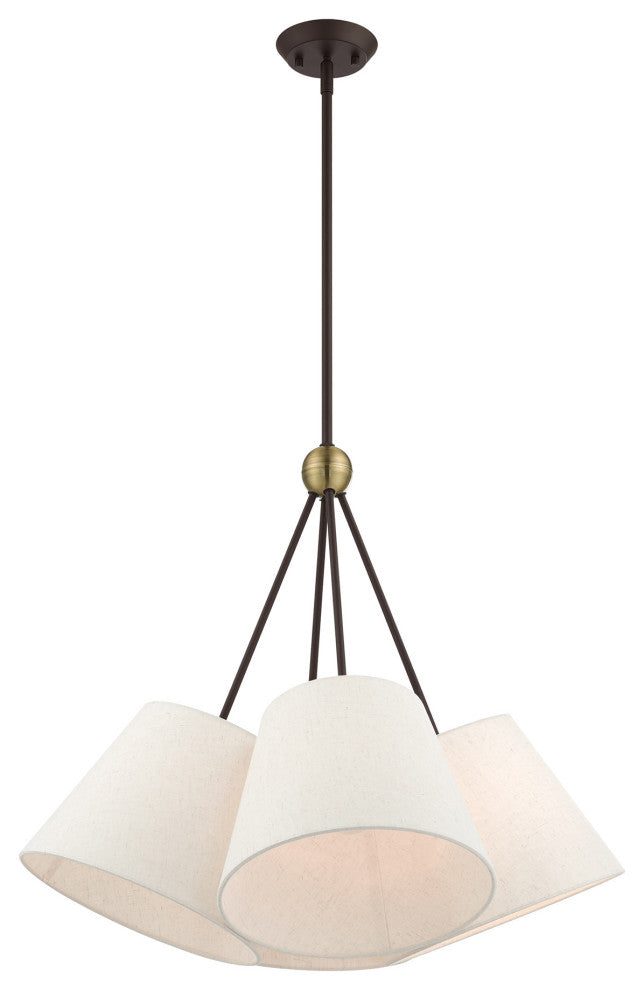 Livex Lighting Prato 4 Light Bronze With Antique Brass Accents Chandelier