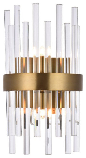 Dylan 2-Light Gold and Clear Wall Sconce Clear Royal Cut Crystal