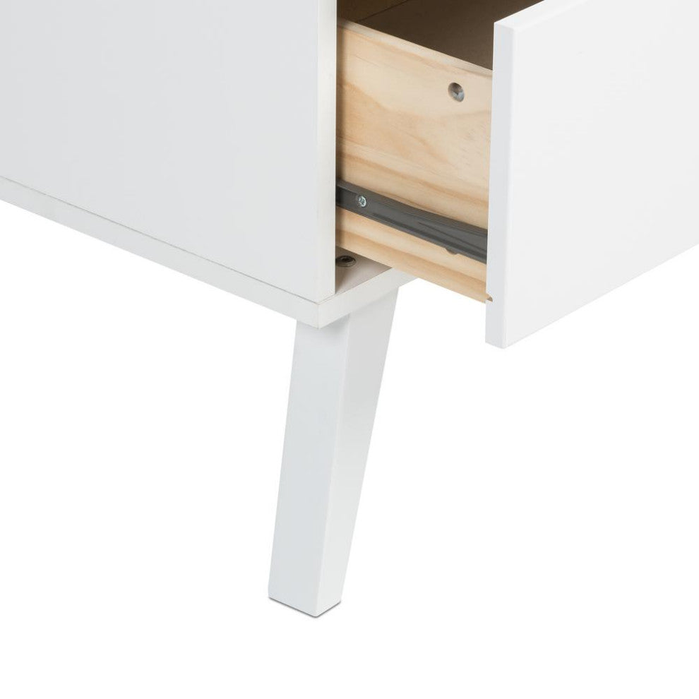 Milo Mid Century Modern  2-drawer Nightstand, White