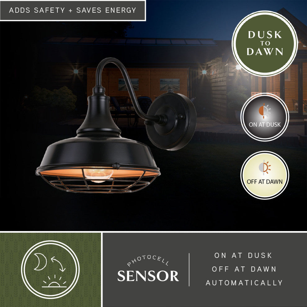 Dorado 9" Outdoor Cage Wall Light Dark Bronze and Light Gold