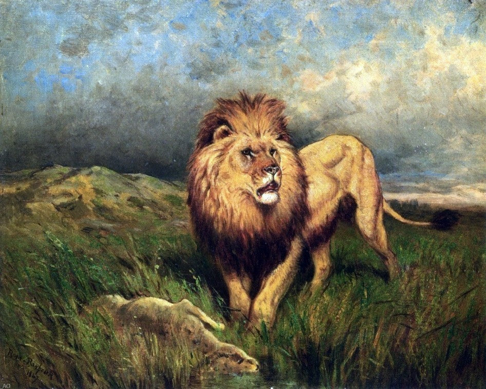 Rosa Bonheur Lion and Prey Wall Decal