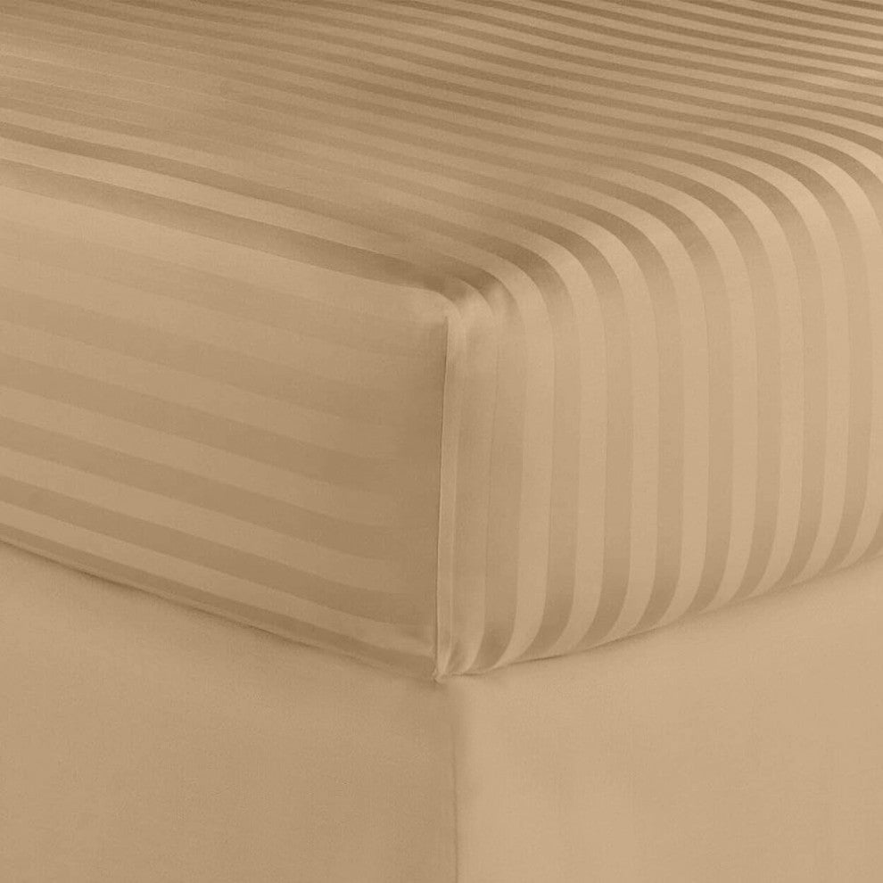 600 Thread Count 100% Cotton Stripe Sheet Set, Taupe, Twin