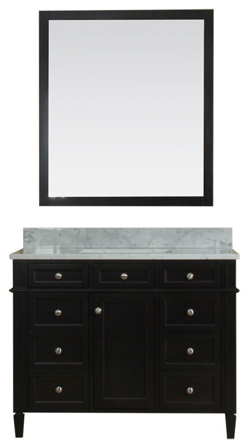 Samantha 42" Bathroom Vanity With Carrera Marble Top and Mirror