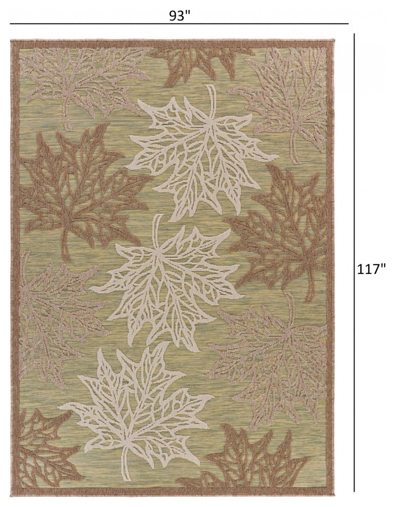 8'x10' Tan Maple Leaf Indoor/Outdoor Area Rug