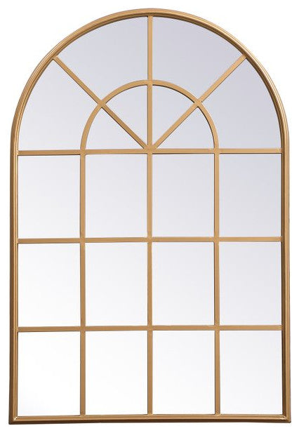 Macey Metal Windowpane Mirror, 28"x41", Brass