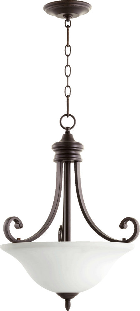 QUORUM 8154-3-186 Bryant 3-Light Pendant Light, Oiled Bronze with Satin Opal