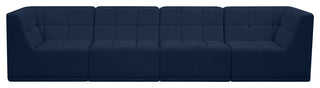 Relax Velvet Upholstered 4-Piece Modular Sofa, Navy
