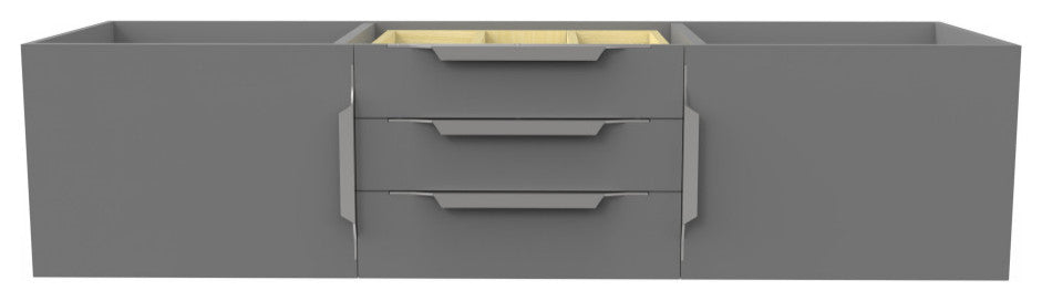 CastelloUSA Alpine 60" Wall Mounted Bathroom Vanity, Base Only, Gray, Brushed Nickel