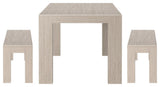 Plank+Beam Modern Solid Wood Dining Table Set with 2 Benches