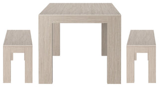 Plank+Beam Modern Solid Wood Dining Table Set with 2 Benches