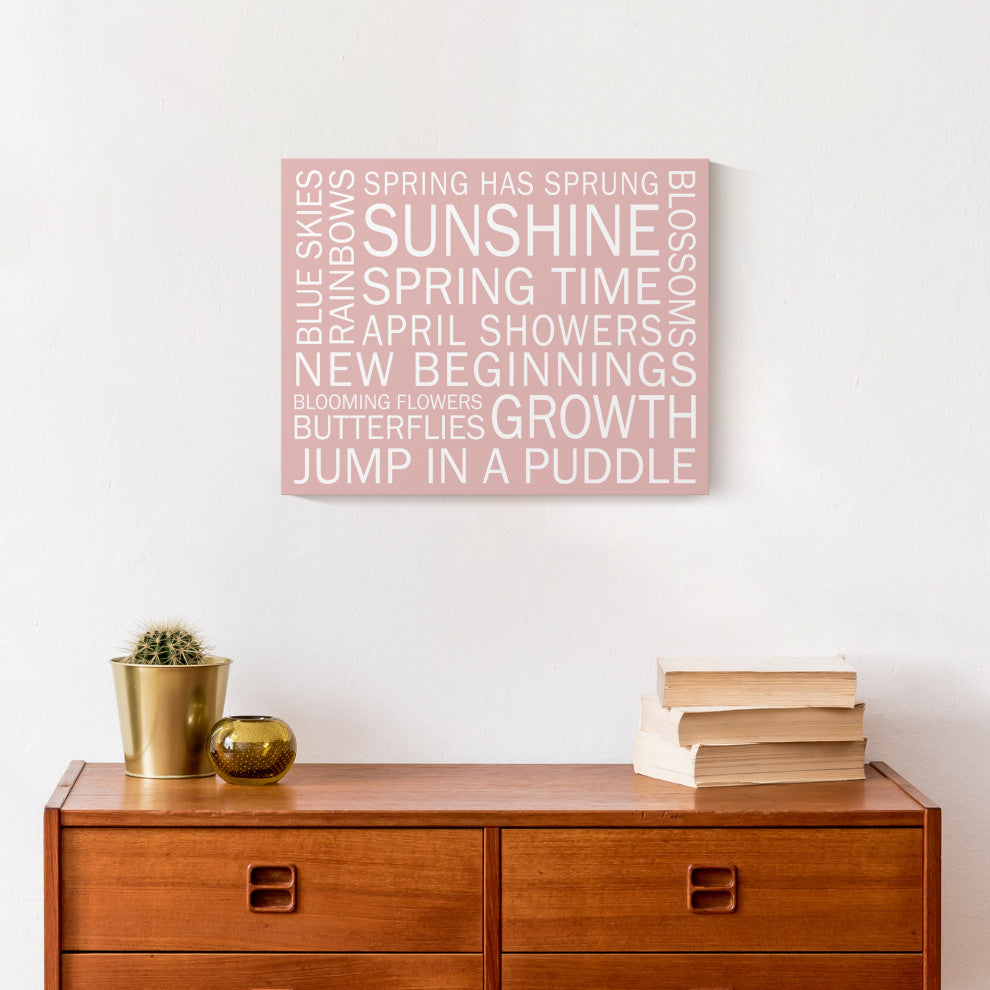 Pink Spring Sayings 14x11 Canvas Wall Art