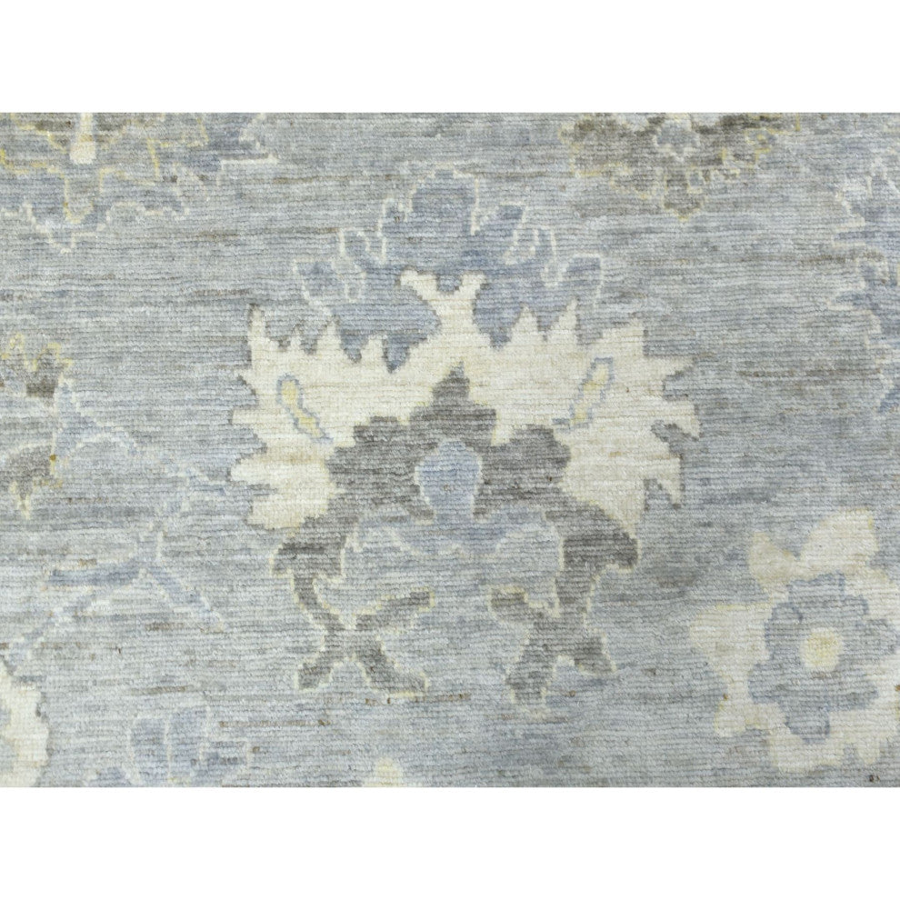 Hand Knotted, Gray, Afghan Angora Ushak and Soft Wool Oriental Rug, 8'0" x 9'10"