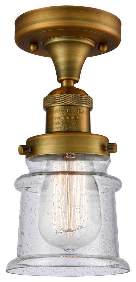 Small Canton 1-Light Semi-Flush Mount, Brushed Brass, Seedy