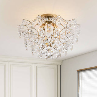 Belle Brushed Silver-ish Champagne 5-Light Larger Crystal Flush Mount