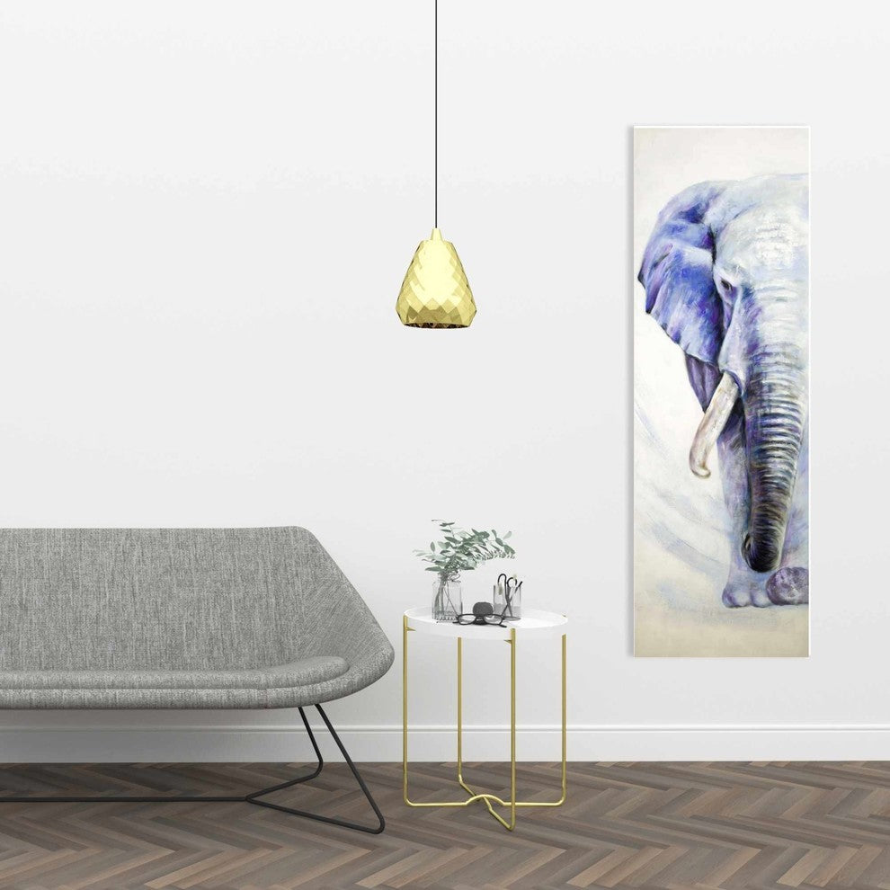 Gray and Blue Elephant Print on Wrapped Canvas