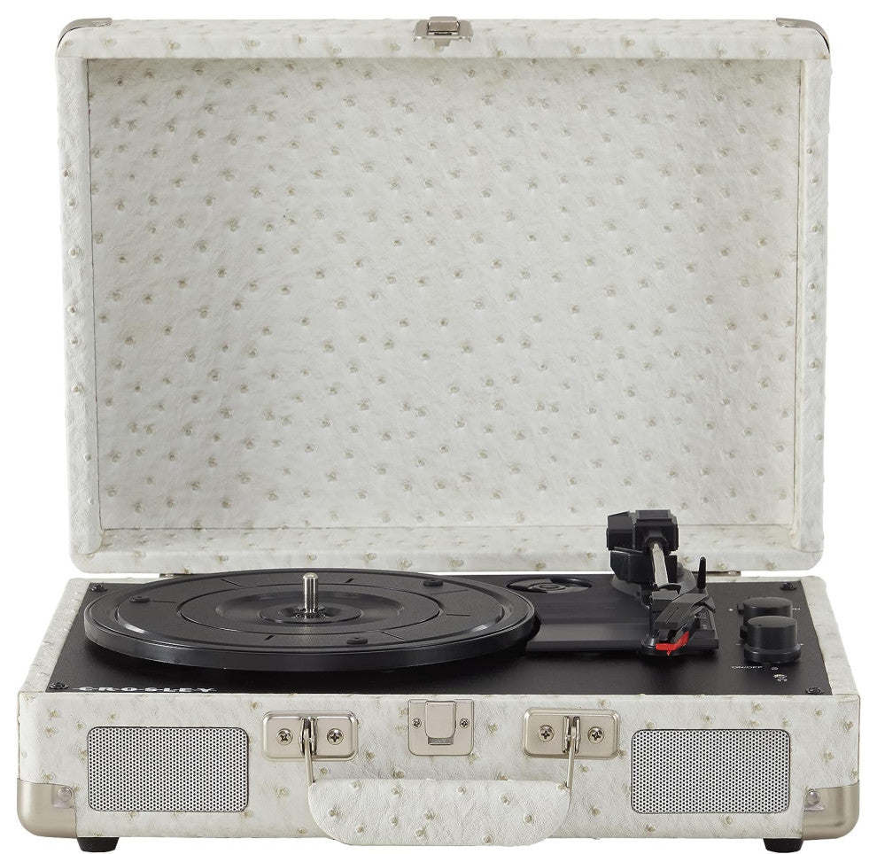 Cruiser Plus Record Player In White Ostrich