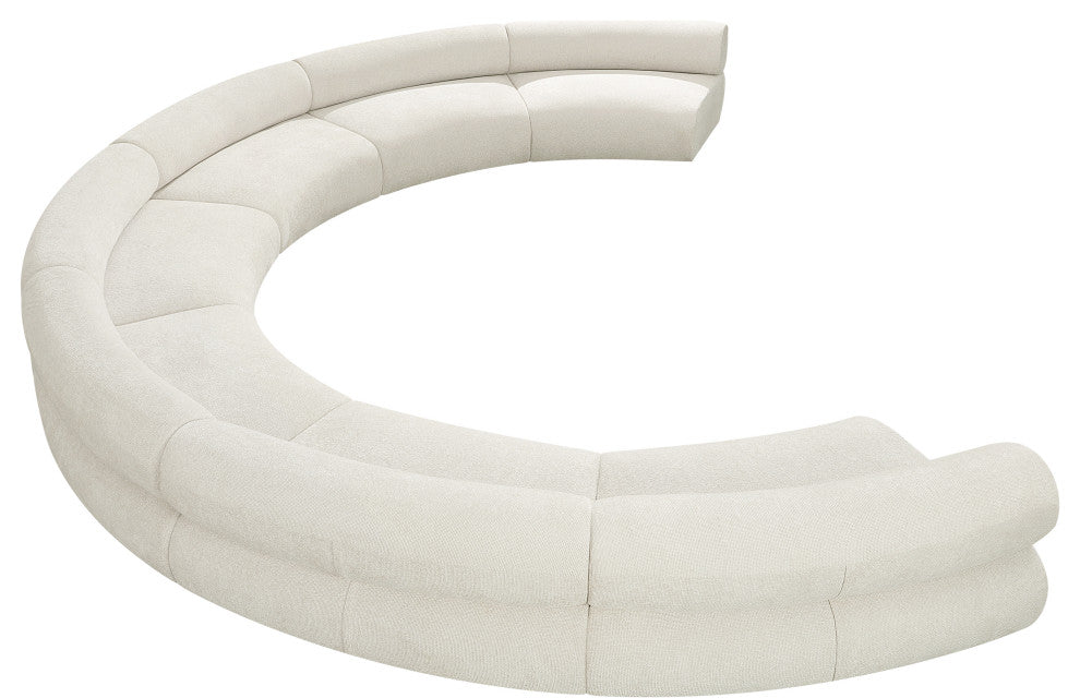 Bale Cream Chenille Fabric Modular Sofa, Cream, 7-Piece, Arc Shaped