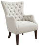 Hannah Armed Button Tufted Wing Chair, Ivory