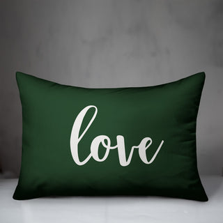 Love, Dark Green 14x20 Lumbar Pillow