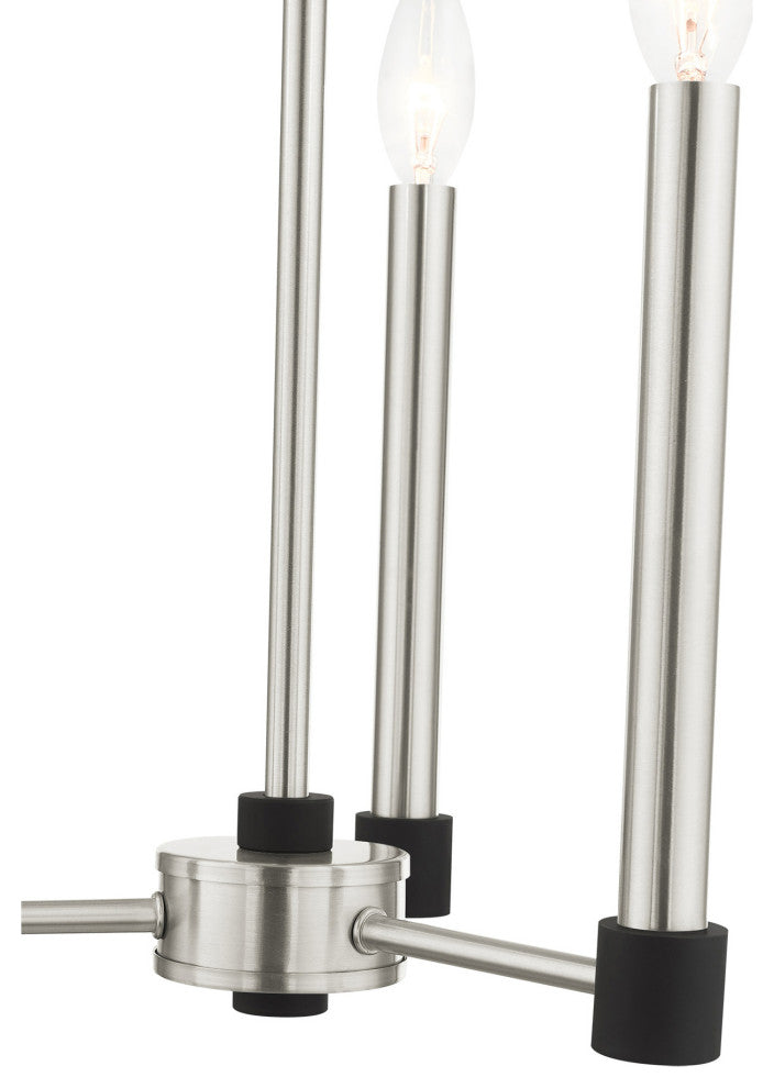 Livex Lighting Karlstad 3 Light Brushed Nickel, Black Accents Petite Chandelier