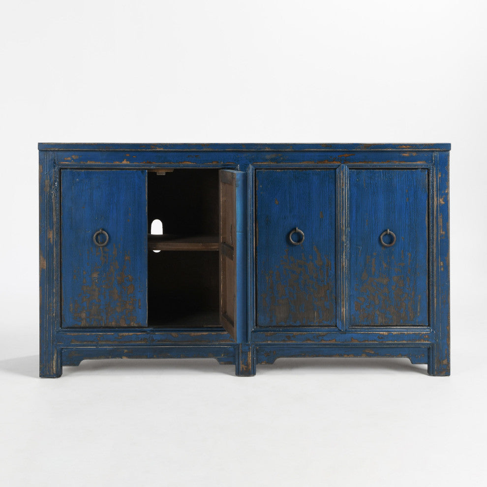 Kosas Home Amherst Reclaimed Pine 4Dr Cabinet, Royal Blue
