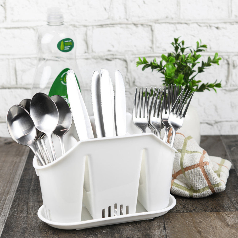YBM Home Multipurpose Cutlery Utensil Drying Rack and Storage Holder, White