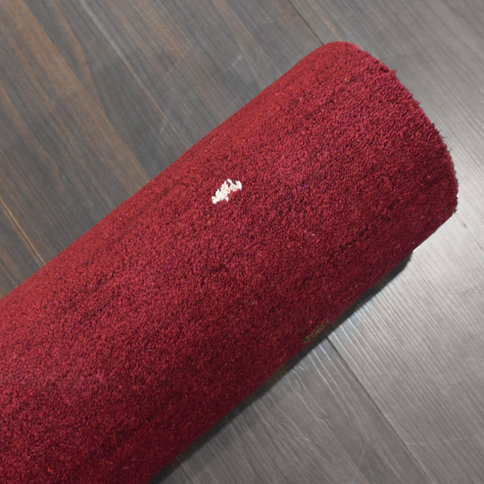 Hand Knotted Loom Silk Mix Area Rug Contemporary Red