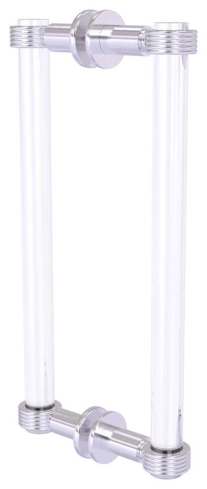 Clearview 12" Back to Back Groovy Accent Shower Door Pull, Satin Chrome