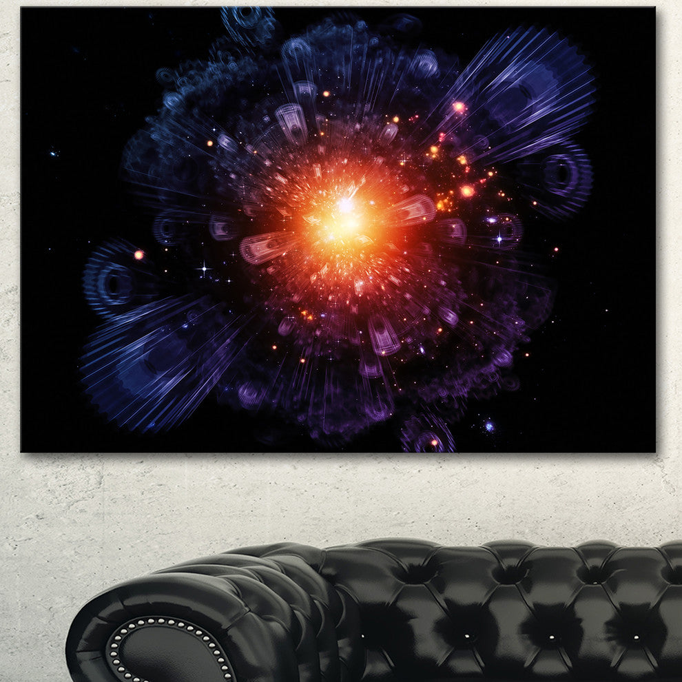 Abstract Fractal Gears and Lights, Flowers Canvas Wall Artwork, 40"x30"