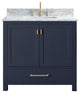Avanity Modero Bath Vanity in Navy Blue, 36", Single Sink, Carrara White Marble