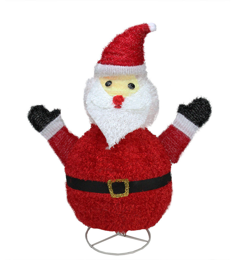 32" Pre-Lit Outdoor Chenille Santa Claus Christmas Decoration