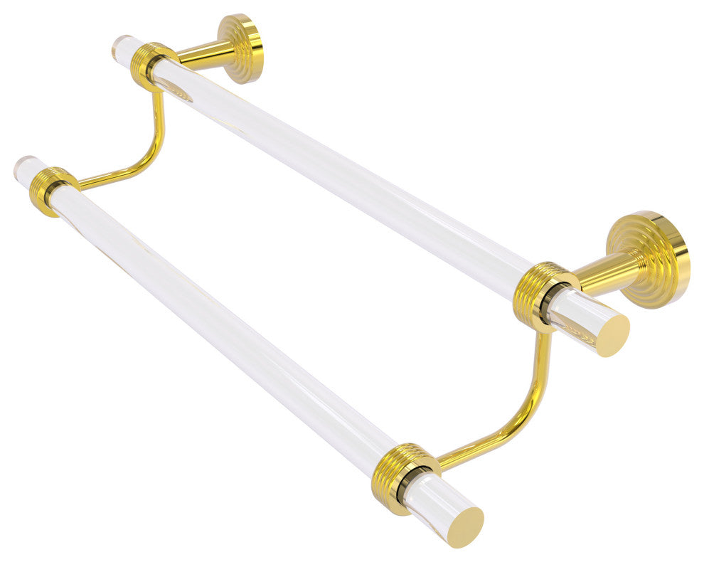 Pacific Beach 18" Double Towel Bar with Groovy Accents, Polished Brass