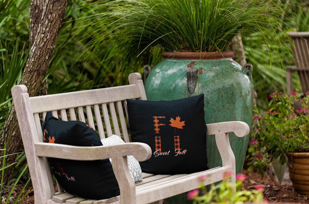 Sweet Fall Indoor/Outdoor Throw Pillow, Black, 18"x18"