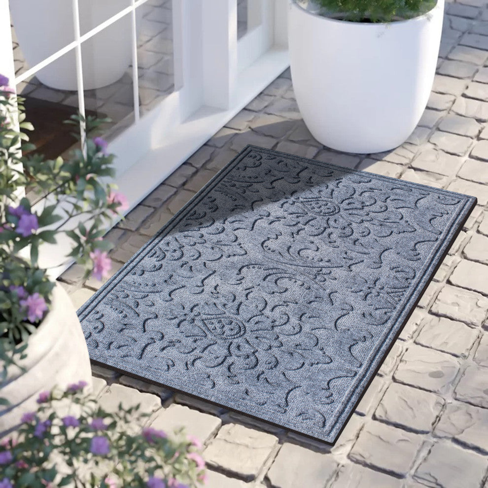 Brocade 24"x36" Mat, Anti Slip Fabric Finish, Tire Crumb Backing, Medium Gray
